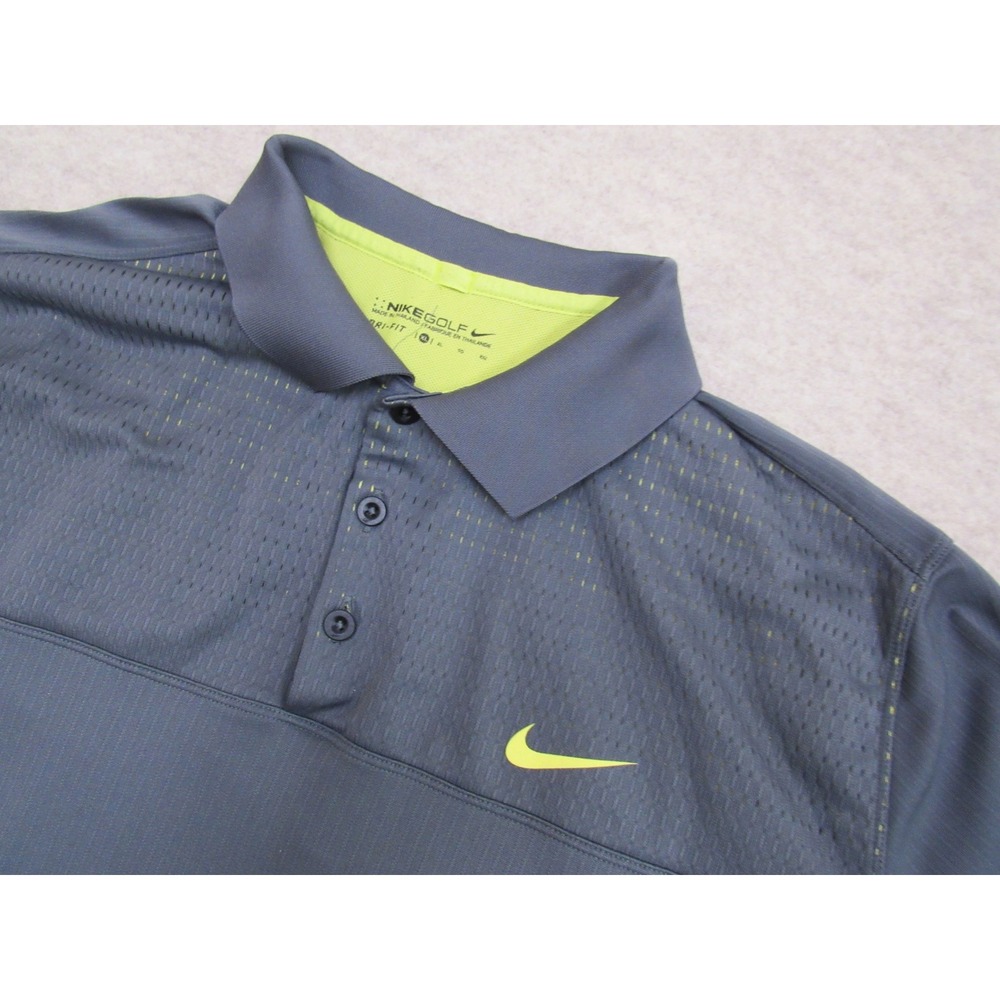 Nike Golf Dri-FIT Polo Shirt Mens‎ XL Gray Lime Green Prestwick Golf Club